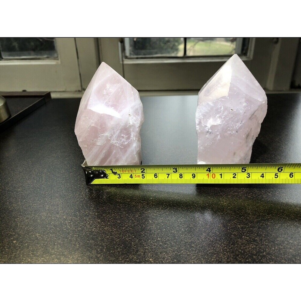 Pink Rose Quartz Tower Set Healing Love Stones Crystals Recharge Chakras 11 13oz - Picture 10 of 16